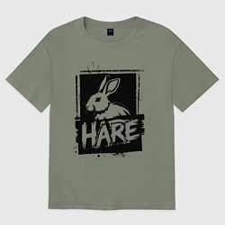 Футболка оверсайз женская Графический заяц, цвет: авокадо