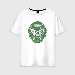 Женская футболка оверсайз Doom slayer logo