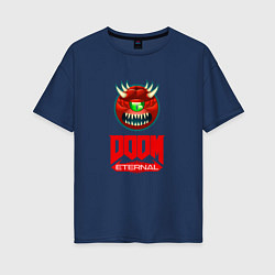 Футболка оверсайз женская Doom eternal logo, цвет: тёмно-синий