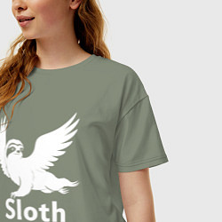 Футболка оверсайз женская Летящий ленивец, цвет: авокадо — фото 2