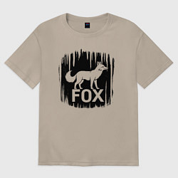 Футболка оверсайз женская Лис в лесу, цвет: миндальный