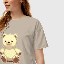 Футболка оверсайз женская Милый плюшевый медвежонок, цвет: миндальный — фото 2