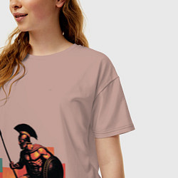 Футболка оверсайз женская Спартанец поп-арт, цвет: пыльно-розовый — фото 2