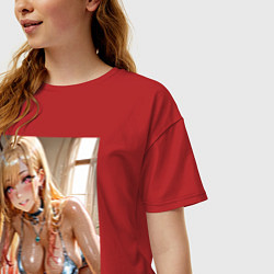 Футболка оверсайз женская Марин Китагава наряде гламурной фифы, цвет: красный — фото 2