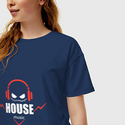 Футболка оверсайз женская House Music, цвет: тёмно-синий — фото 2