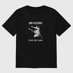 Футболка оверсайз женская Jimi Hendrix abstract graphic art, цвет: черный