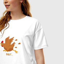 Футболка оверсайз женская Куриный бег, цвет: белый — фото 2