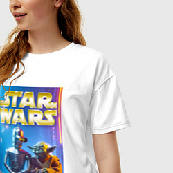 Футболка оверсайз женская Bender and Yoda - ai art collab, цвет: белый — фото 2