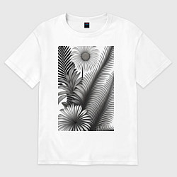 Футболка оверсайз женская Гербарий в японском стиле, цвет: белый