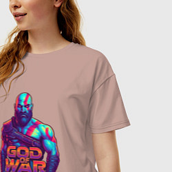 Футболка оверсайз женская God of war Кратос, цвет: пыльно-розовый — фото 2