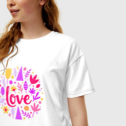 Футболка оверсайз женская Леттеринг любовь абстрактно, цвет: белый — фото 2