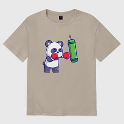 Футболка оверсайз женская Панда боксёр, цвет: миндальный