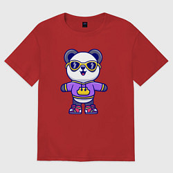 Футболка оверсайз женская Стиль панды, цвет: красный