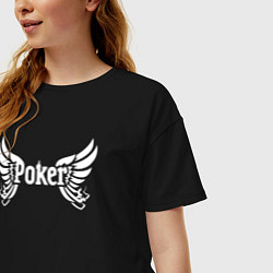 Футболка оверсайз женская Покер с крыльями, цвет: черный — фото 2
