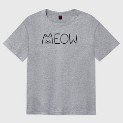 Футболка оверсайз женская Кот - meow, цвет: меланж