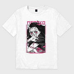 Футболка оверсайз женская Клинок, рассекающий демонов, Незуко, цвет: белый