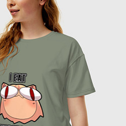 Футболка оверсайз женская Некоарк - Neco Arc - I eat microplastic - anime me, цвет: авокадо — фото 2