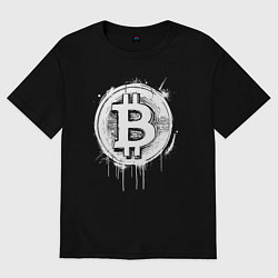 Футболка оверсайз женская Биткоин в стиле Бэнкси, цвет: черный