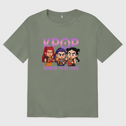 Женская футболка оверсайз Кей-поп-охотницы на демонов чиби