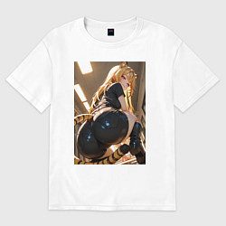 Футболка оверсайз женская Девушка-тигрица в облегающих щортиках, цвет: белый