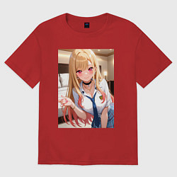 Футболка оверсайз женская Гламурная Марин Китагава, цвет: красный