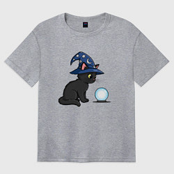 Футболка оверсайз женская Котик волшебник, цвет: меланж