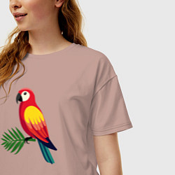 Футболка оверсайз женская Попугай Аро, цвет: пыльно-розовый — фото 2