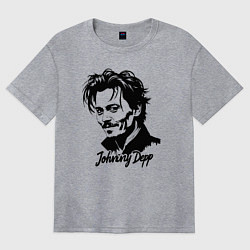 Футболка оверсайз женская Джонни Депп в стиле стрит-арт, цвет: меланж