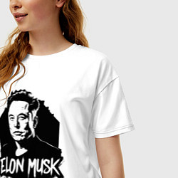 Футболка оверсайз женская Орнамент Илона Маска, цвет: белый — фото 2