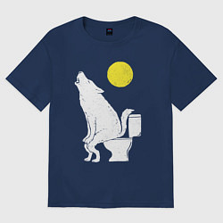 Футболка оверсайз женская Срущий волк, цвет: тёмно-синий