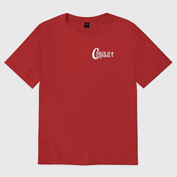 Футболка оверсайз женская Спаси и сохрани минимализм белый, цвет: красный