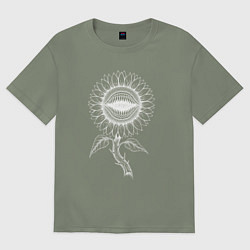 Футболка оверсайз женская Подсолнух - зубастый цветок, цвет: авокадо