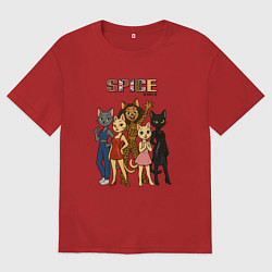 Футболка оверсайз женская Spice girls кошки, цвет: красный