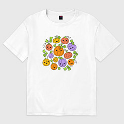 Футболка оверсайз женская Тыковки на хэллоуин, цвет: белый