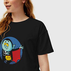 Футболка оверсайз женская Дракула и хэллоуин, цвет: черный — фото 2