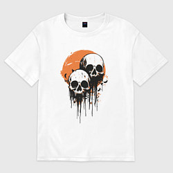 Футболка оверсайз женская Два черепка, цвет: белый