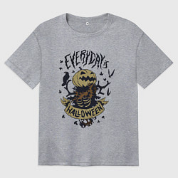 Женская футболка оверсайз Хэллоуин пугало-тыква