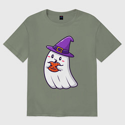 Футболка оверсайз женская Добрый призрак, цвет: авокадо