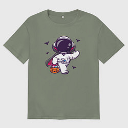 Футболка оверсайз женская Космонавт с конфетками, цвет: авокадо