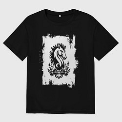 Женская футболка оверсайз Белый жеребец