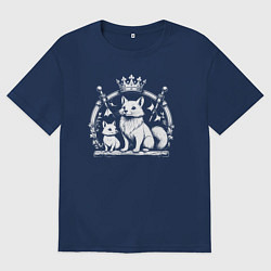 Футболка оверсайз женская Соболята с короной, цвет: тёмно-синий