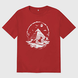 Женская футболка оверсайз Лунная тайна пирамид