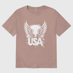 Футболка оверсайз женская Американский дух, цвет: пыльно-розовый