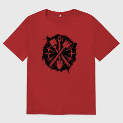 Футболка оверсайз женская Лопатка и кисточки, цвет: красный