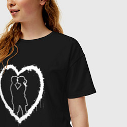 Футболка оверсайз женская Сердце с поцелуем, цвет: черный — фото 2