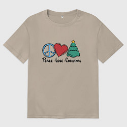 Женская футболка оверсайз Мир, любовь, Рождество