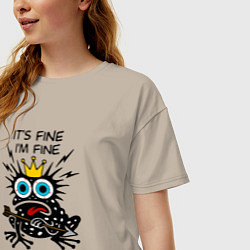 Футболка оверсайз женская Стрела судьбы - мем с царевной лягушкой, цвет: миндальный — фото 2