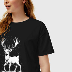 Футболка оверсайз женская Олень в снегу, цвет: черный — фото 2