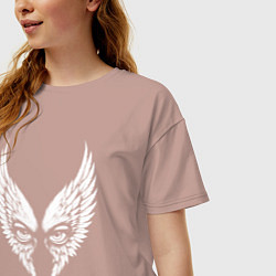 Футболка оверсайз женская Крылатый взгляд, цвет: пыльно-розовый — фото 2
