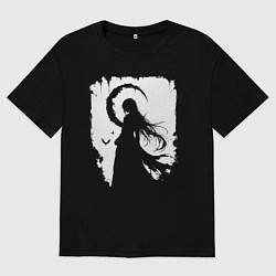 Футболка оверсайз женская Девушка гот аниме, цвет: черный